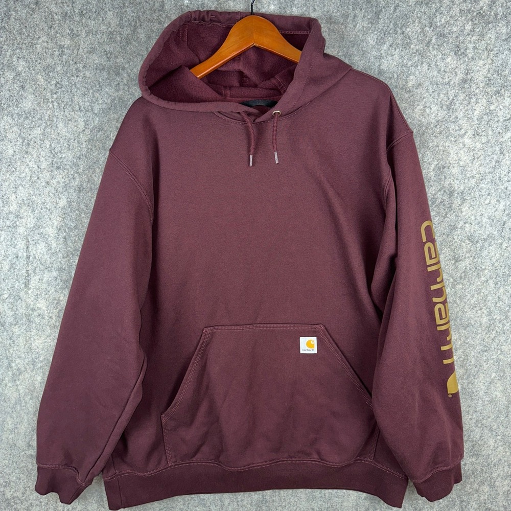 Carhartt Hoodie Mens 2XL Port Midweight Logo Sleeve Loose Fit K288 PRT Pullover